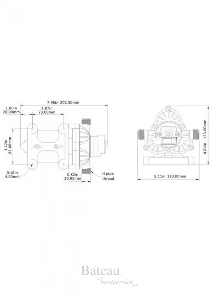 Sea Flo Diafragma pomp 7,6 l/m - 12v. - Bateau Bootservice
