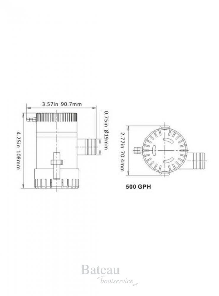 Sea Flo Lenspomp 500 GPH - 12v - Bateau Bootservice