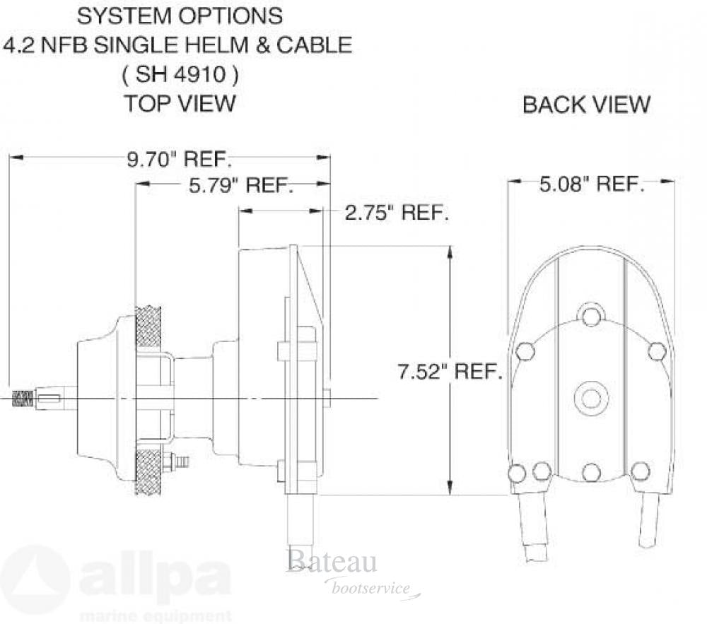 SeaStar "NFB" (no-feedback) 4.2 rotary stuursysteem met kabel - Bateau Bootservice