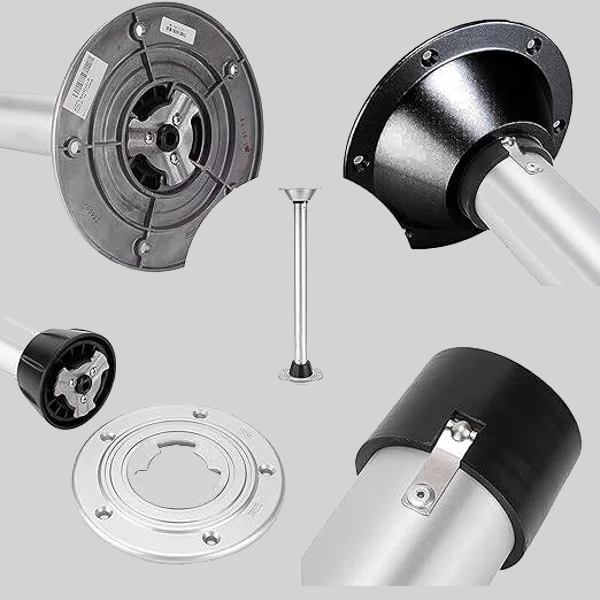 Komplettes Sequoia Tischbeinset mit schwarzer Tischplatte und brauner Einlage