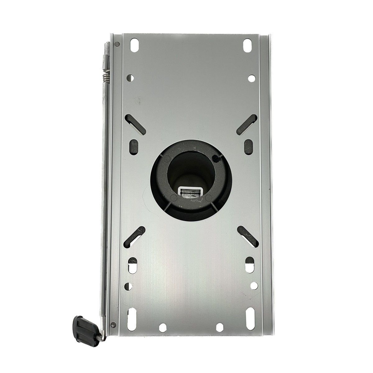 Verstelbare aluminium stoelpoot 35-50 cm met slede en draaifunctie voor bootstoelen.