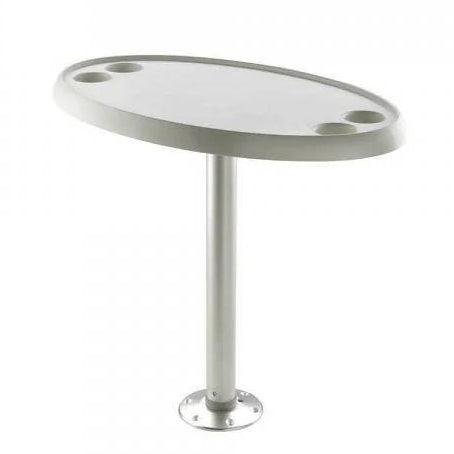 Ovaal witte tafelblad met tafelpoot – compleet en stabiel