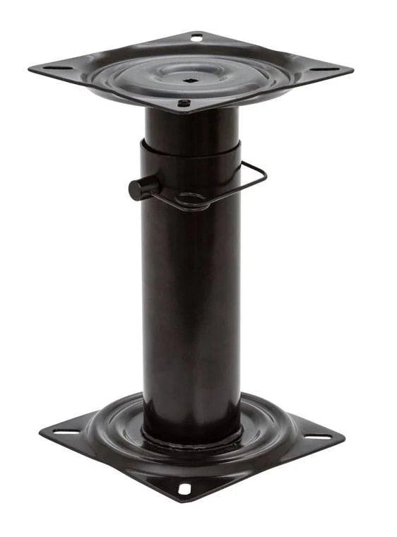 Verstelbare stoelpoot zwart staal, 30-45 cm hoogte, compatibel met draaiplateaus.