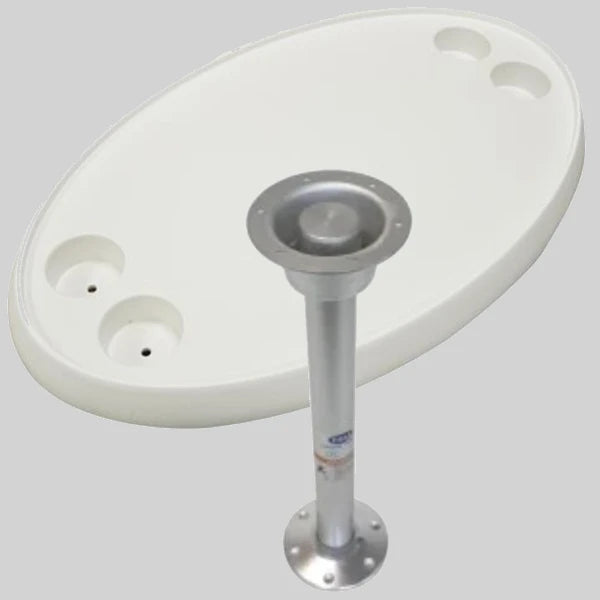 Ovaal witte tafelblad met tafelpoot – compleet en stabiel