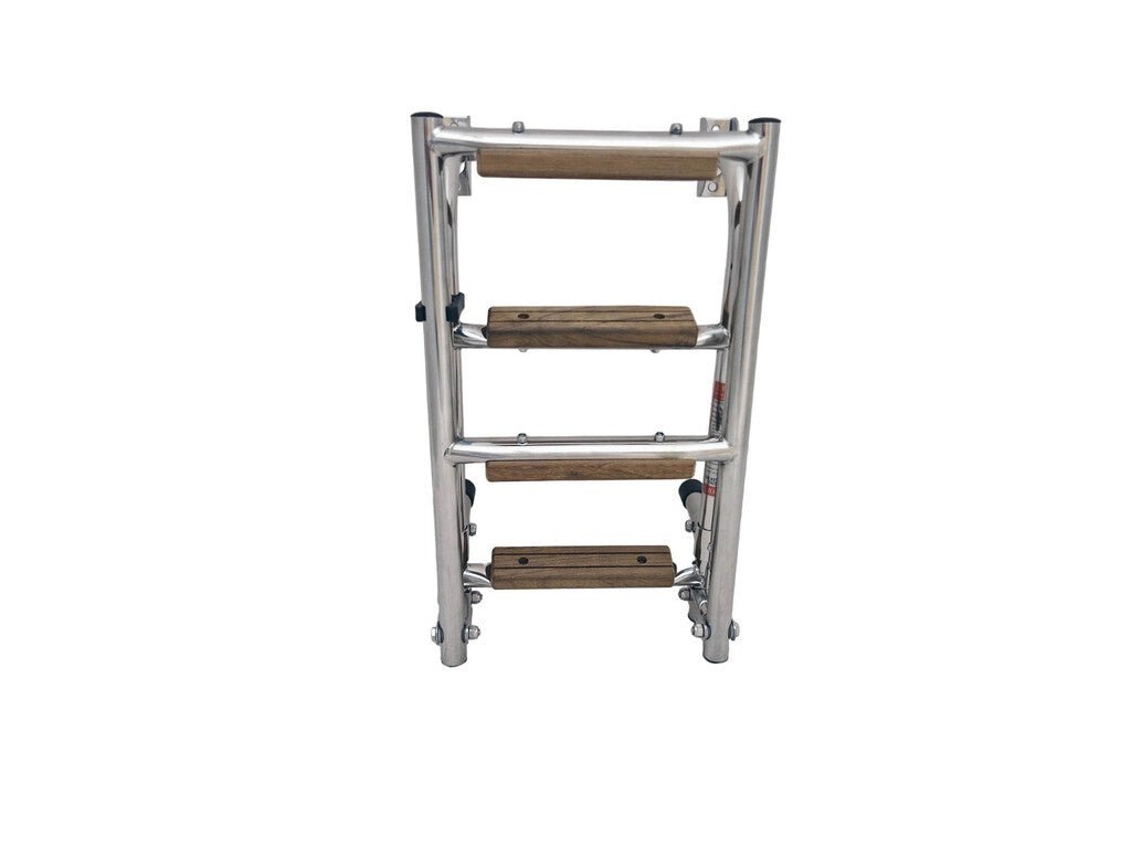 Hollex uitklapbare zwemtrap rvs316 2+2 treden teak - Bateau Bootservice