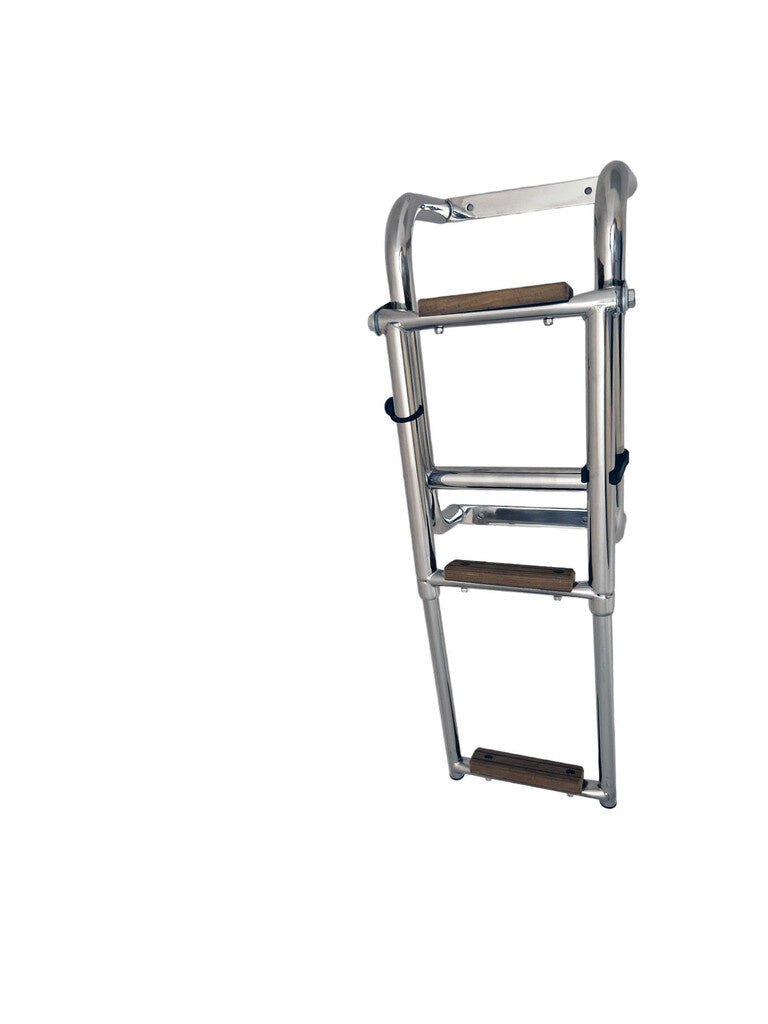Hollex uitklapbare zwemtrap rvs316 3 treden teak - Bateau Bootservice
