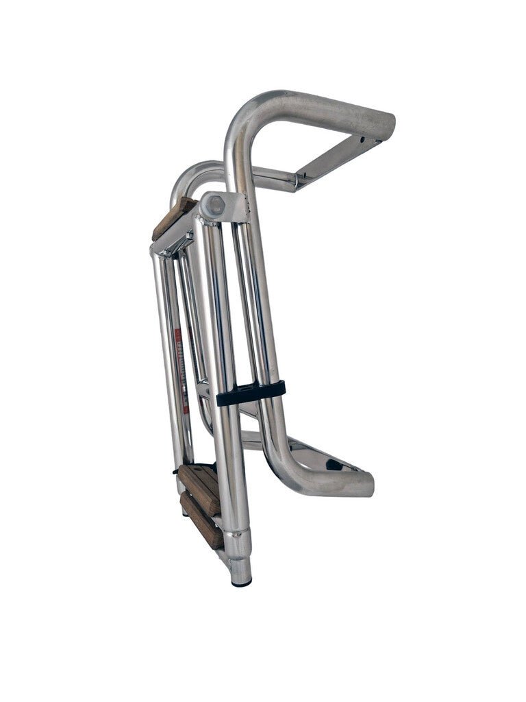 Hollex uitklapbare zwemtrap rvs316 3 treden teak - Bateau Bootservice