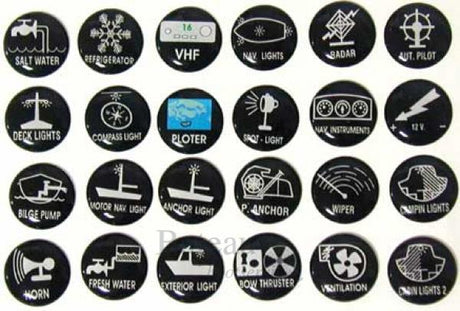 `Stickers voor schakelpanelen set van 24 stuks - Bateau Bootservice