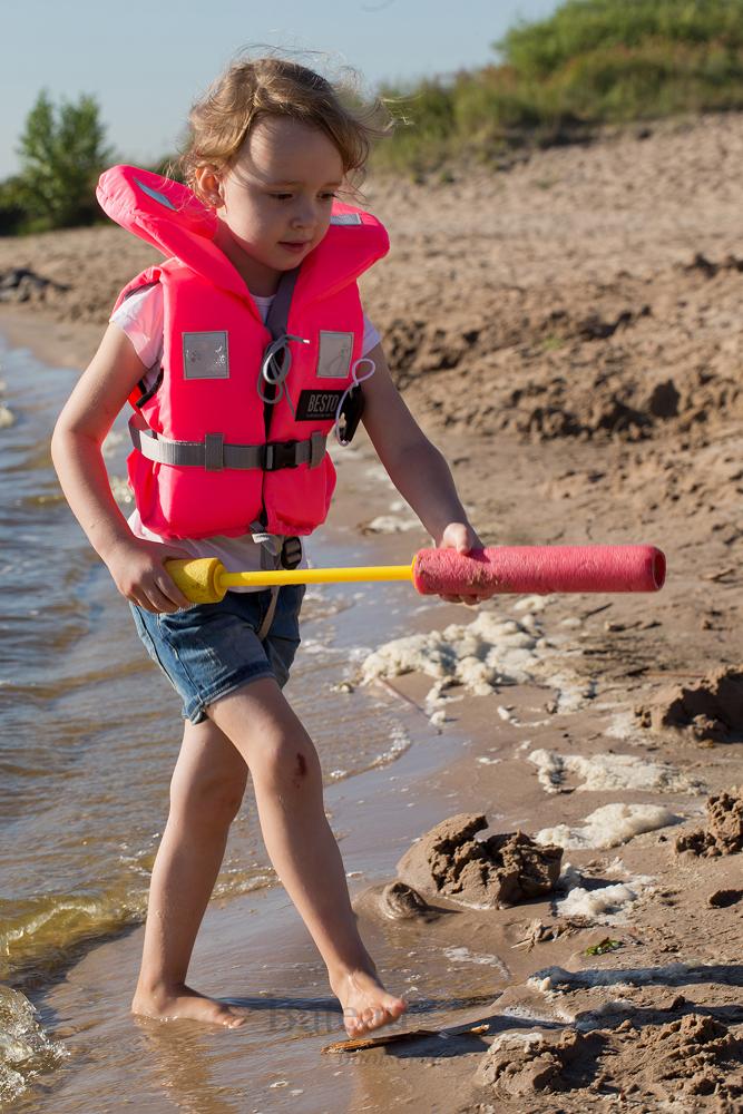 BESTO RACINGBELT 100N kinder reddingsvest roze oranje met print - Bateau Bootservice
