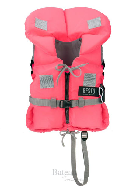 BESTO RACINGBELT 100N kinder reddingsvest roze oranje met print - Bateau Bootservice