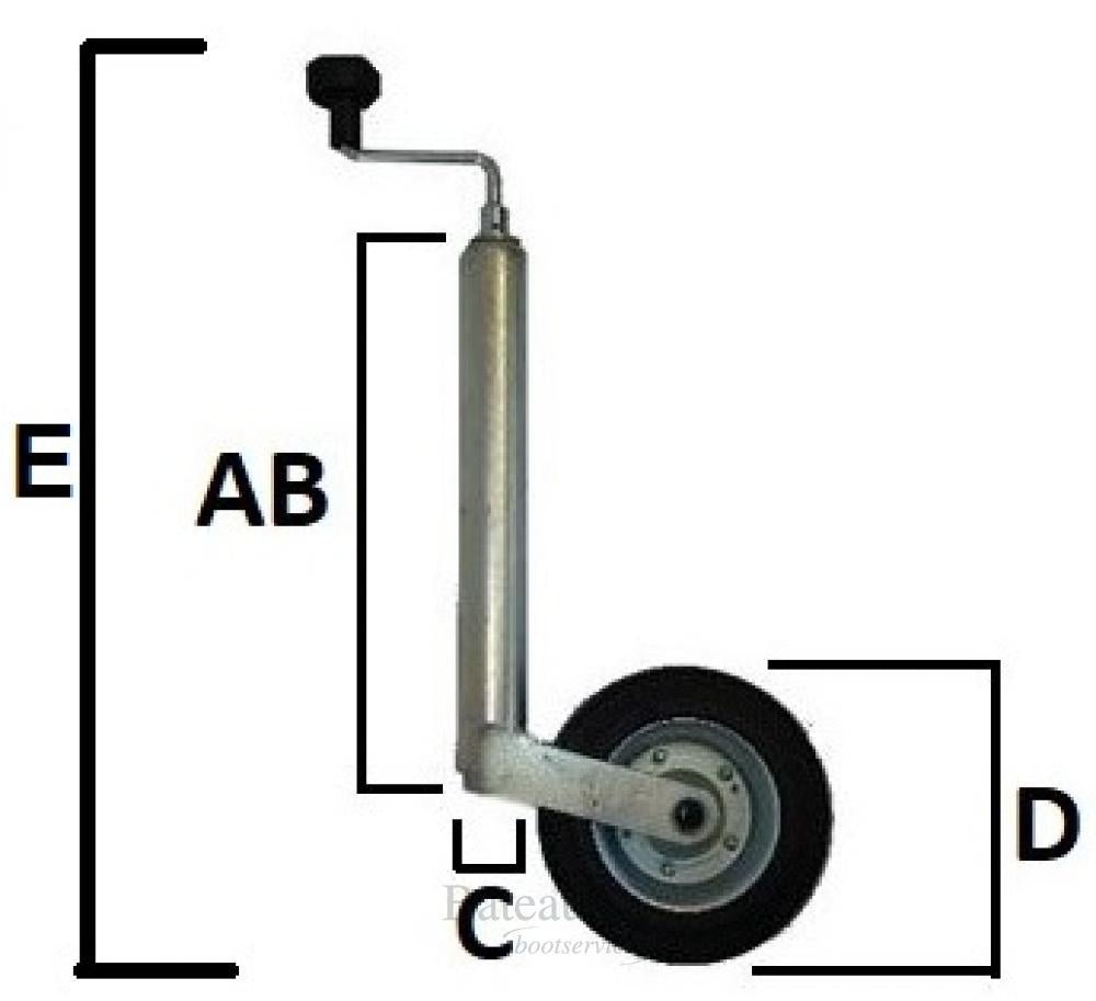 Complete neuswiel set - 48 mm - bestaande uit neuswiel, neuswiel klem en bevestigingsmaterialen - Bateau Bootservice
