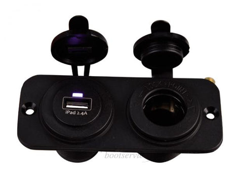 USB Stopcontact en 12V stopcontact - zwart - Bateau Bootservice