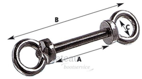 Dubbele oogbout / ringbout verchroomd M8 - Bateau Bootservice