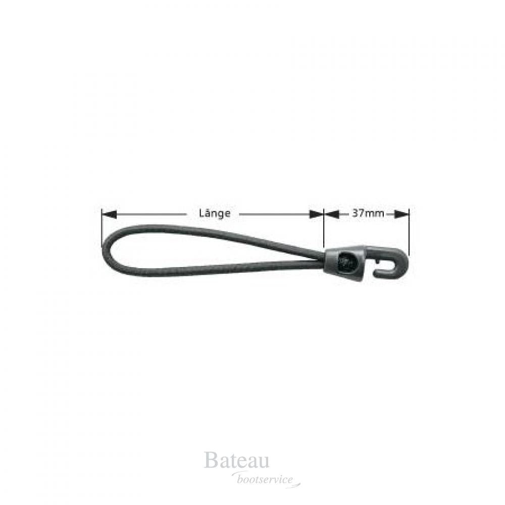 Elastiek met haak 10 cm zwart - Bateau Bootservice
