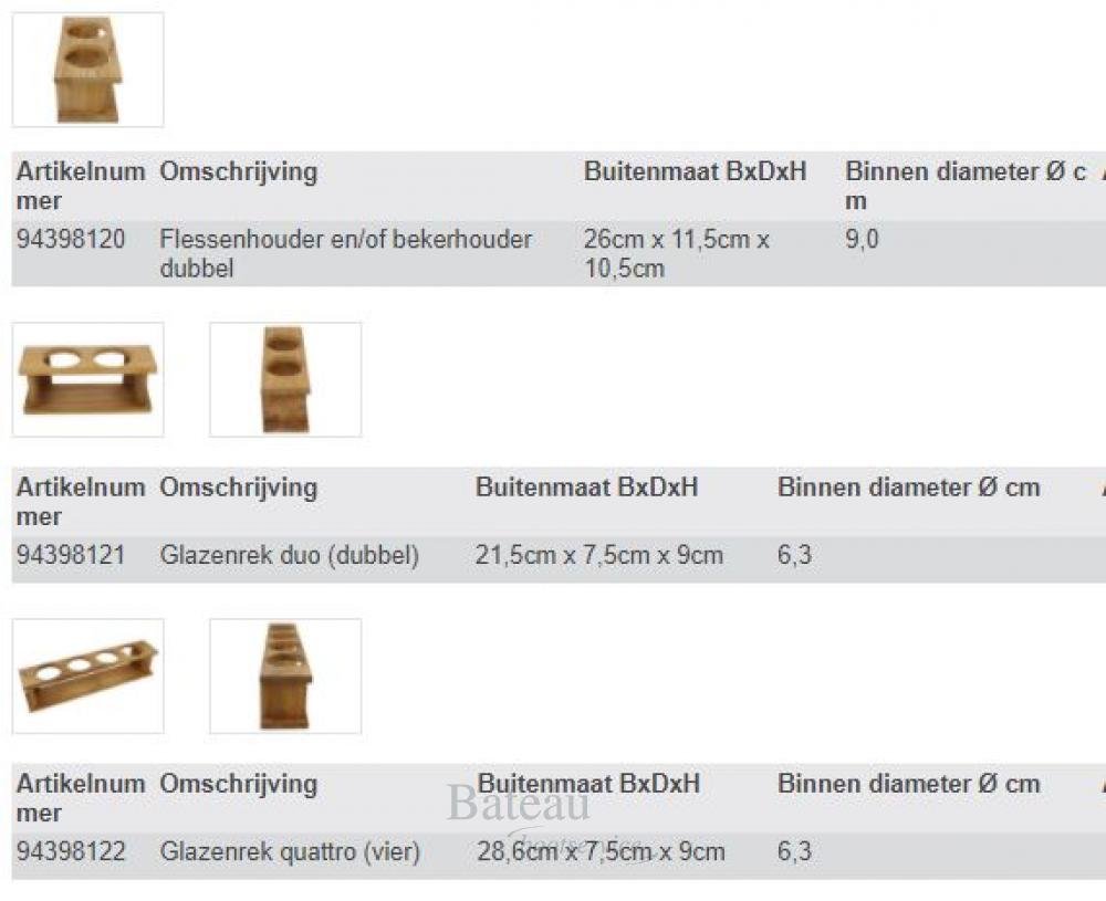 Eude Teak Flessenhouder dubbel 16x11,5x10,5cm - Bateau Bootservice