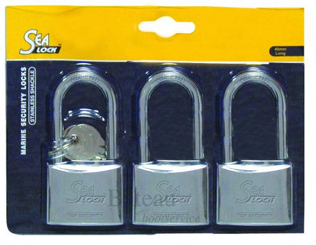 Hangslot 30 mm 3 stuks zelfde sleutel lange beugel - Bateau Bootservice