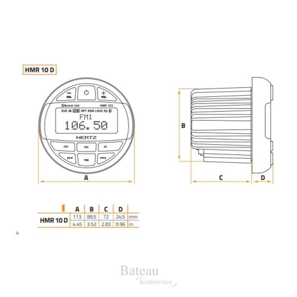 Hertz HMR 10D SET-DMR DAB+ radio met 2 speakers zwart - Bateau Bootservice