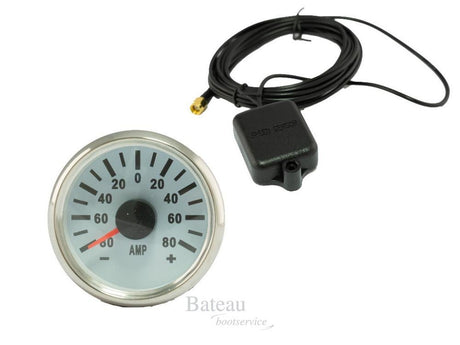 Hollex Amperemeter 9-32V Wit/RVS incl. Shunt - Bateau Bootservice