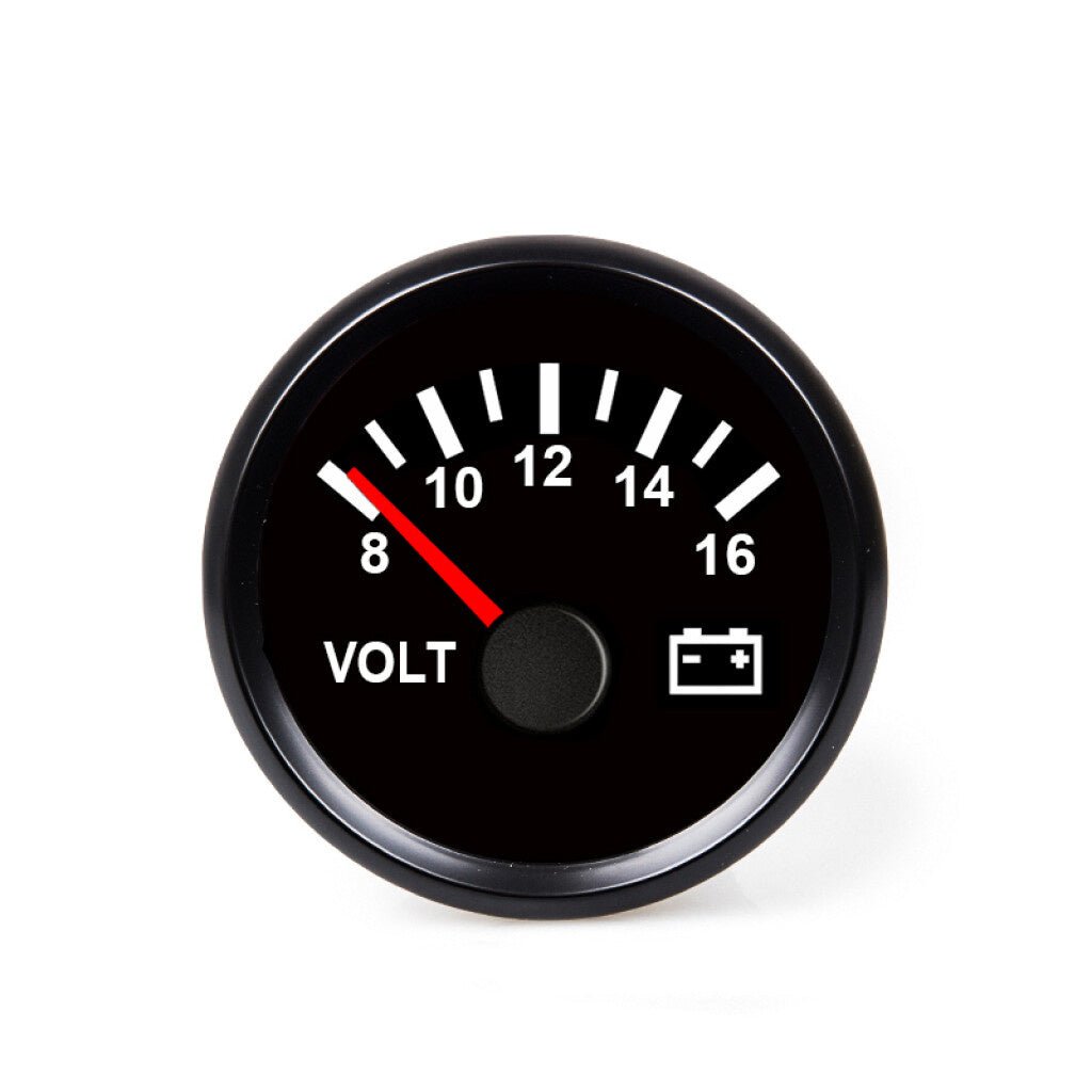 Hollex voltmeter zwart 8-16V - Bateau Bootservice