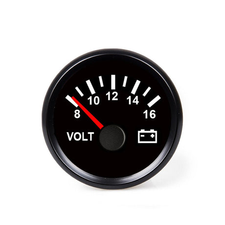 Hollex voltmeter zwart 8-16V - Bateau Bootservice