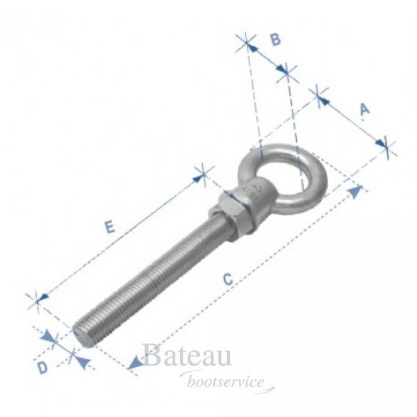 Oogbout RVS 6x100 mm - Bateau Bootservice