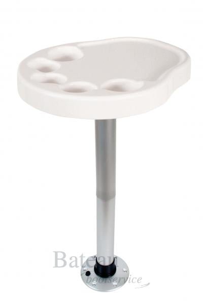 Set "Palm" tafel met volkunststof blad (450x390 mm), aluminium poot (hoogte 685 mm) en aluminium voet, eenvoudig te verwijderen dankzij snelverbinding. - Bateau Bootservice