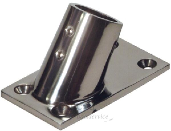 Railingsteun RVS 60 graden D.22,2mm met rechte voet 76 x 43mm - Bateau Bootservice