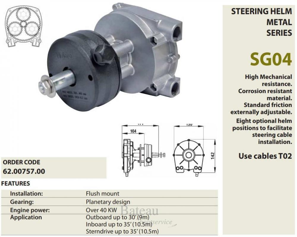 Riviera stuursysteem KMDA100M – mechanisch stuurhuis met TO2 kabel, geschikt voor boten tot 10,5 meter en 250 pk.