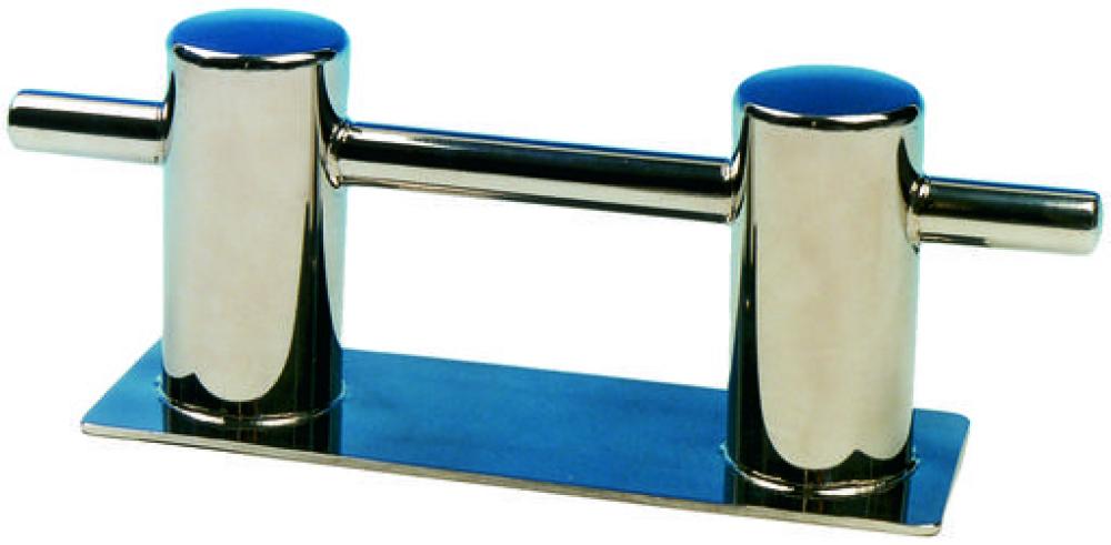 RVS aanleg Bolder dubbel met voetplaat, boutmontage - Bateau Bootservice