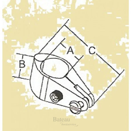 RVS Buiskap gedeeld middenstuk, A=22,25mm, B=28,6mm, C=66,7mm - Bateau Bootservice