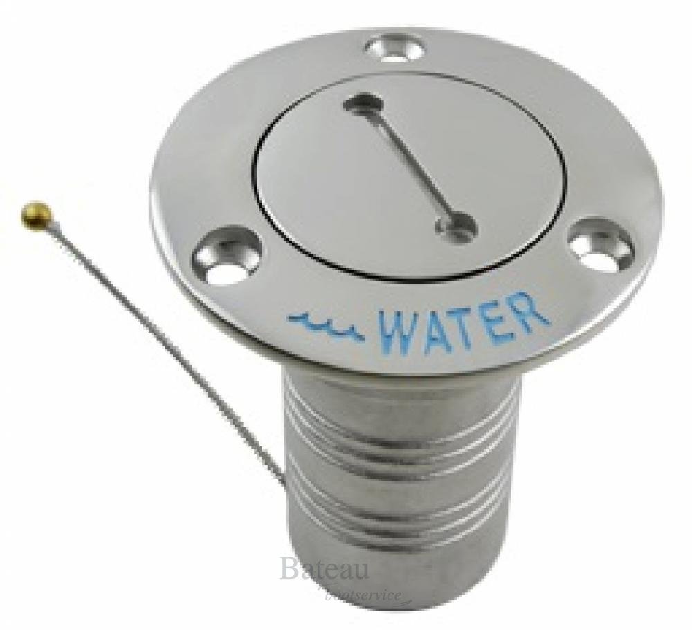 RVS Dekvuldop Water, slangaansluiting 38mm, flens 76mm, 0º model - Bateau Bootservice