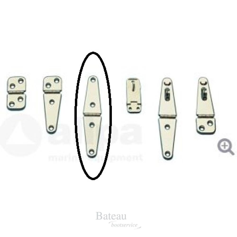 RVS scharnier 145 x 32 mm, Boring 5 mm - Bateau Bootservice