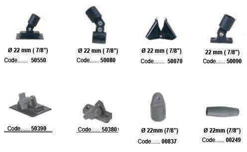 Dekbeugel met eindstuk voor biminitop of buiskap 22 mm - Bateau Bootservice