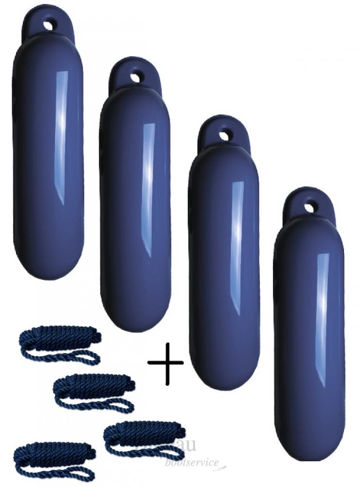 voordeel set 4 fenders 21 x 62 cm met lijn navy blauw - Bateau Bootservice