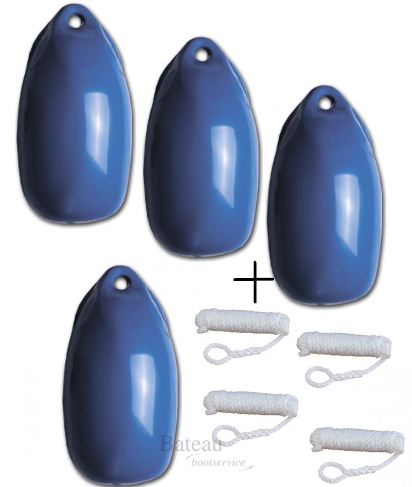 Voordeel set Dumpy fender 15 x 30 cm met lijn blauw - Bateau Bootservice