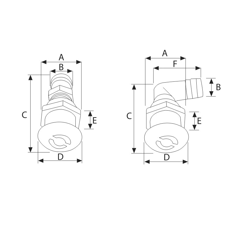 Ontluchting voor boot tank – 90° elleboog wit – Ø16 mm slang