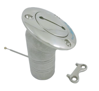 RVS benzinedop 30 graden met slangaansluiting 38 mm inclusief sleutel voor diesel benzine water en vuilwater op boot