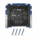 Lage rug bootstoel wit navy blauw opvouwbaar model 49x40x39 cm met 13x13 cm montagepatroon onderkant