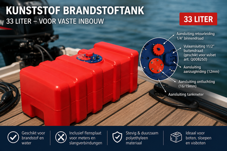 Kunststof brandstoftank 33 liter voor vaste inbouw