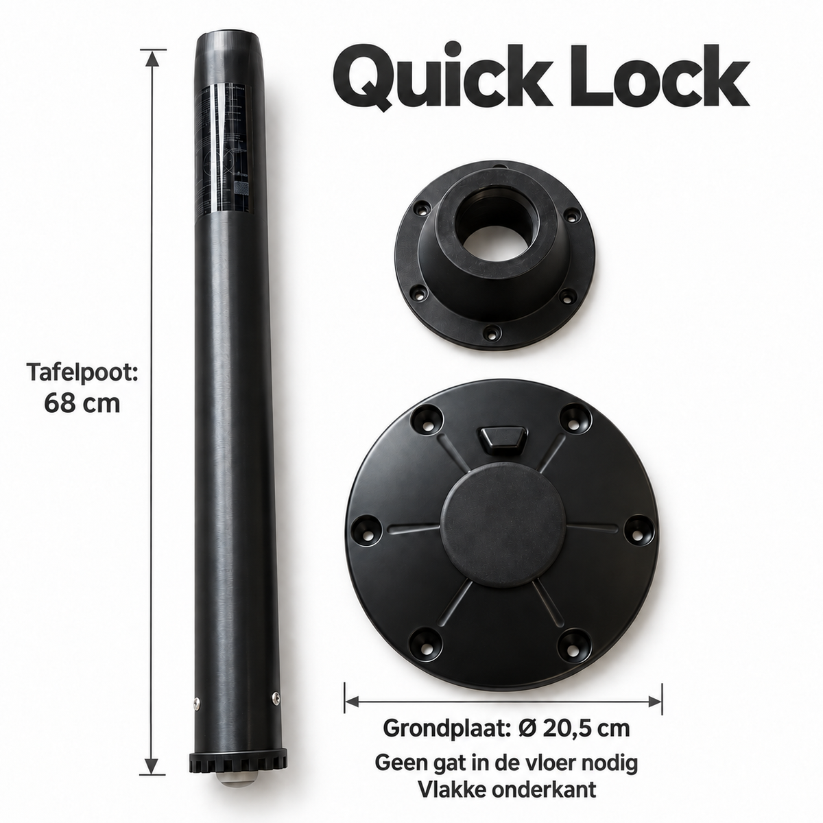 Cypress Quick Lock boottafelpoot zwart 68 cm met grondplaat