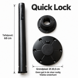 Cypress Quick Lock boottafelpoot zwart 68 cm met grondplaat