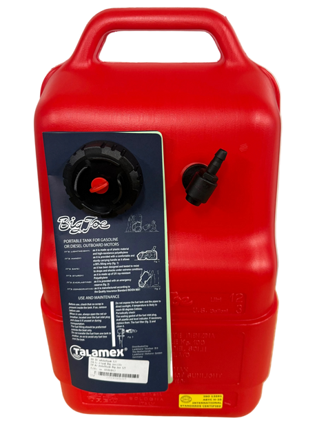 Talamex brandstoftank buitenboordmotor 12 liter ISO 13591 met neopreen pakking.