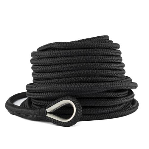 Hollex ankerlijn zwart 12 mm met ingesplitste loodkous, 20 meter rol