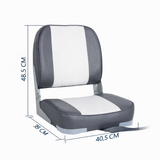 Lage rug bootstoel wit antraciet opvouwbaar model 49x40x39 cm met 13x13 cm montagepatroon technische tekening 