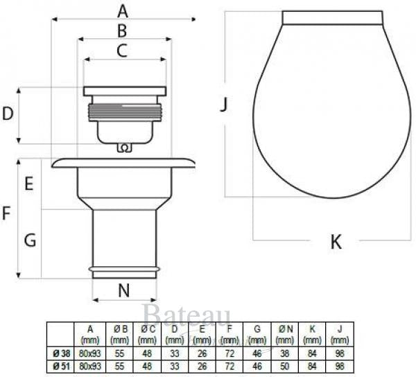 DEKVULDOP 38MM KUNSTSTOF 38MM - Bateau Bootservice