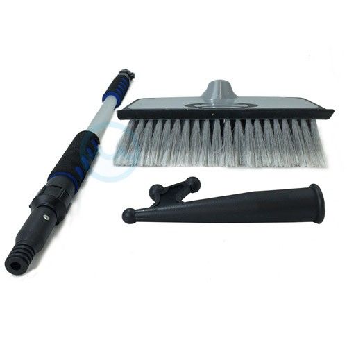 Deck brush set with water flow