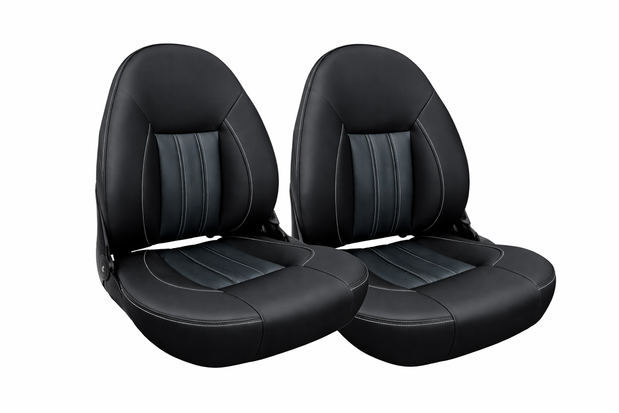 2 stuks inklapbare hoge bootstoel zwart Charcoal voor vissen en varen