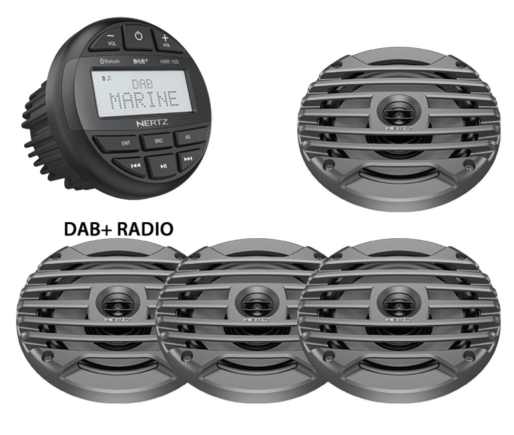 Hertz HMR 10D SET-DMR DAB+ Radio mit 4 Lautsprechern schwarz