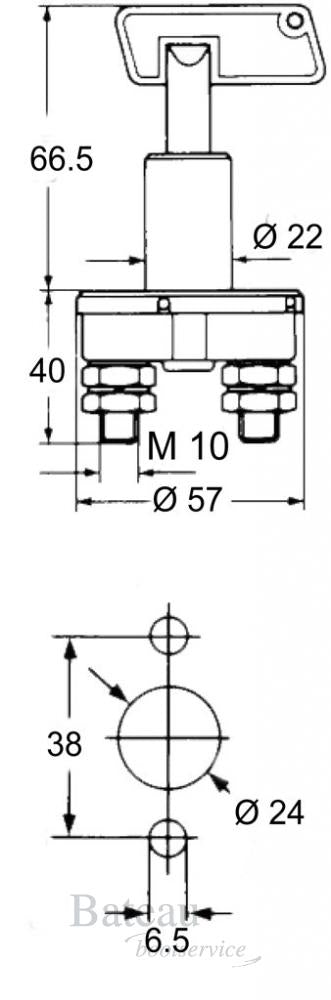 Hollex Batterijschakelaar 100A continu M10 - Bateau Bootservice