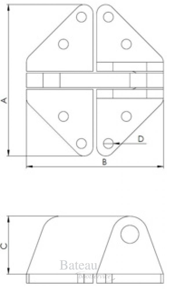 Hollex luikscharnier 83x76mm - Bateau Bootservice